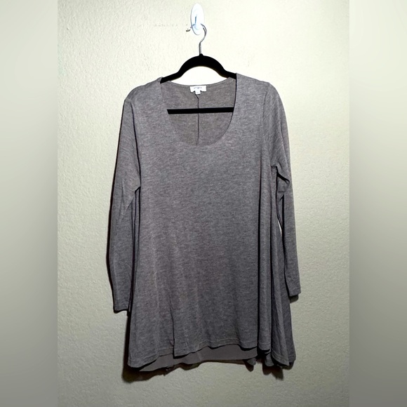 Women's Umgee Brown Size L Tunic Top Blouse Scoop Neck Solid Lined 3/4 Sleeve - Picture 1 of 9